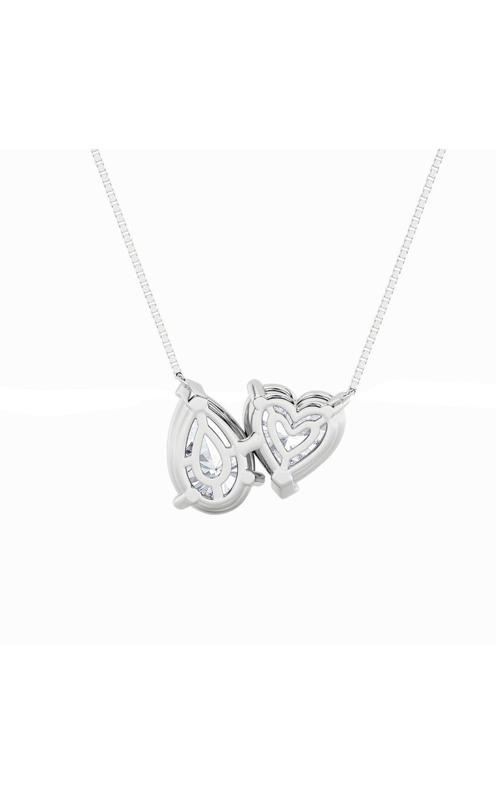 2Cttw Pear Shaped Lab Grown Diamond (F/VS) Heart Shaped Necklace in 14K Gold