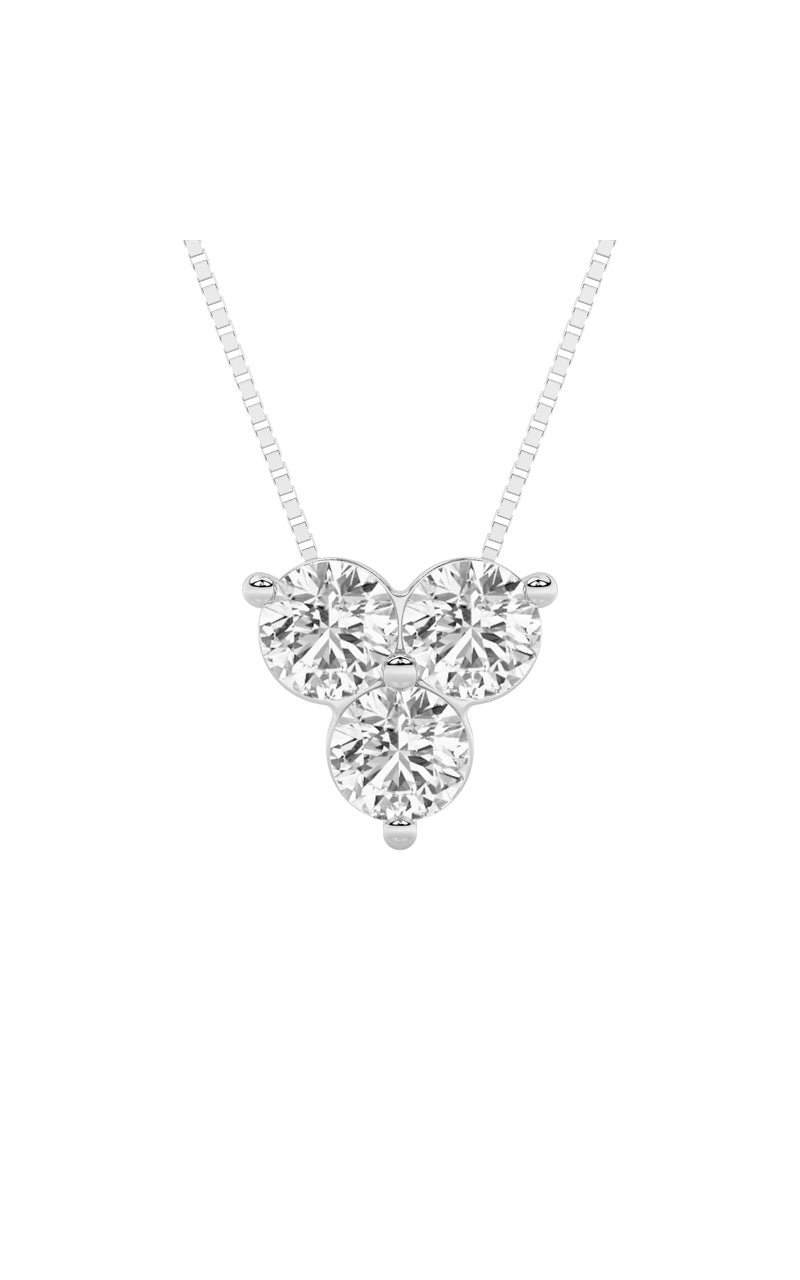 1Cttw Round Shaped Lab Grown Diamond (F/VS) ThreeStone Pendant in 14K Gold