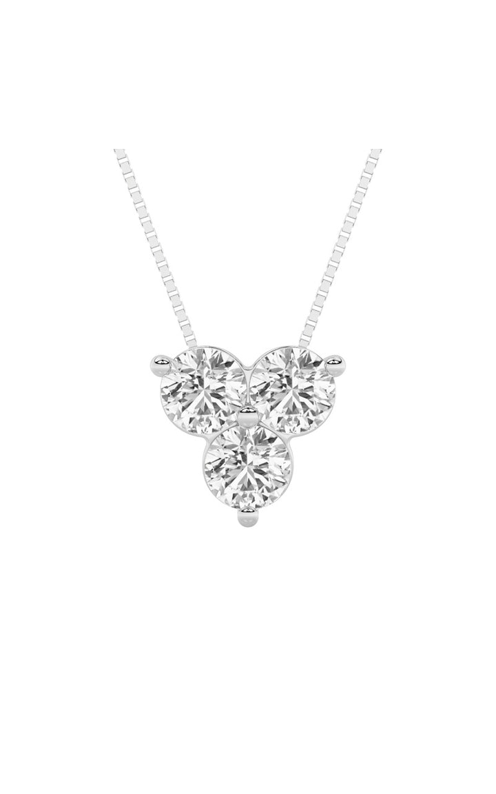 1Cttw Round Shaped Lab Grown Diamond (F/VS) ThreeStone Pendant in 14K Gold