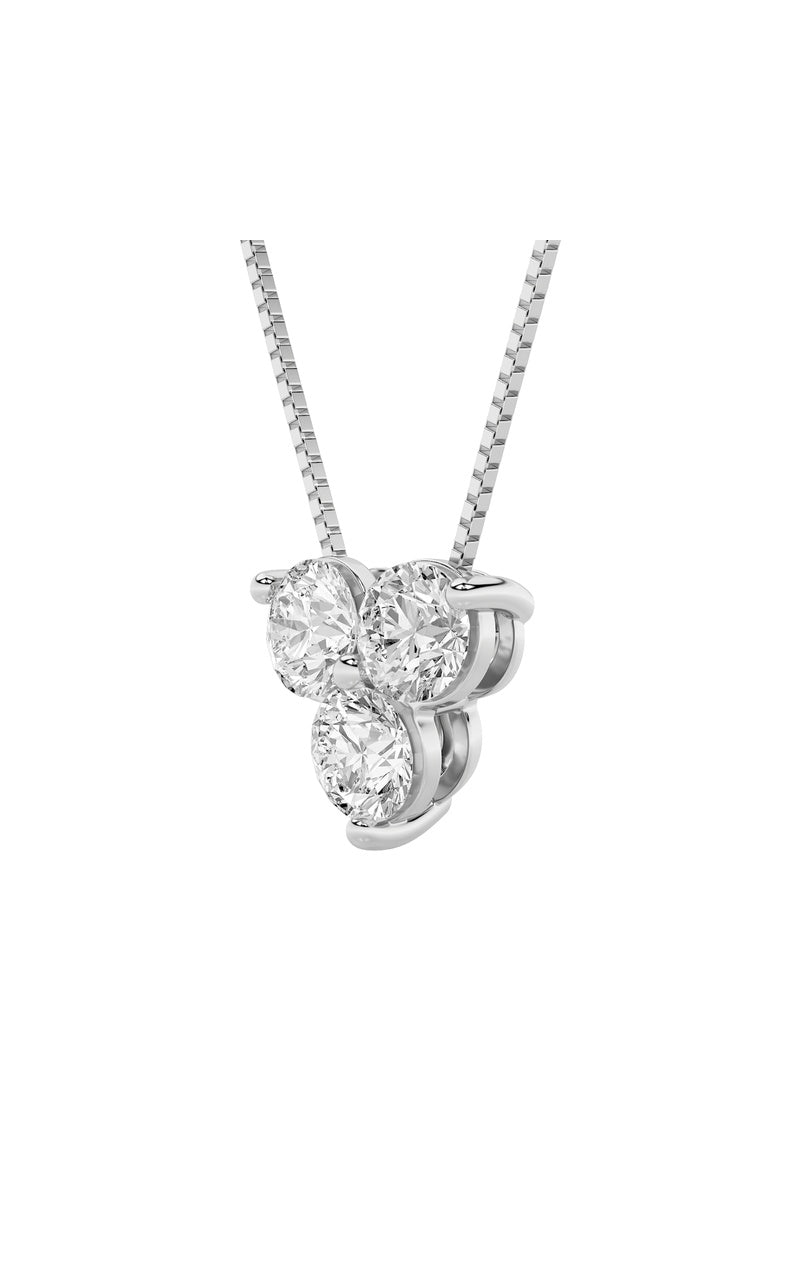 1Cttw Round Shaped Lab Grown Diamond (F/VS) ThreeStone Pendant in 14K Gold
