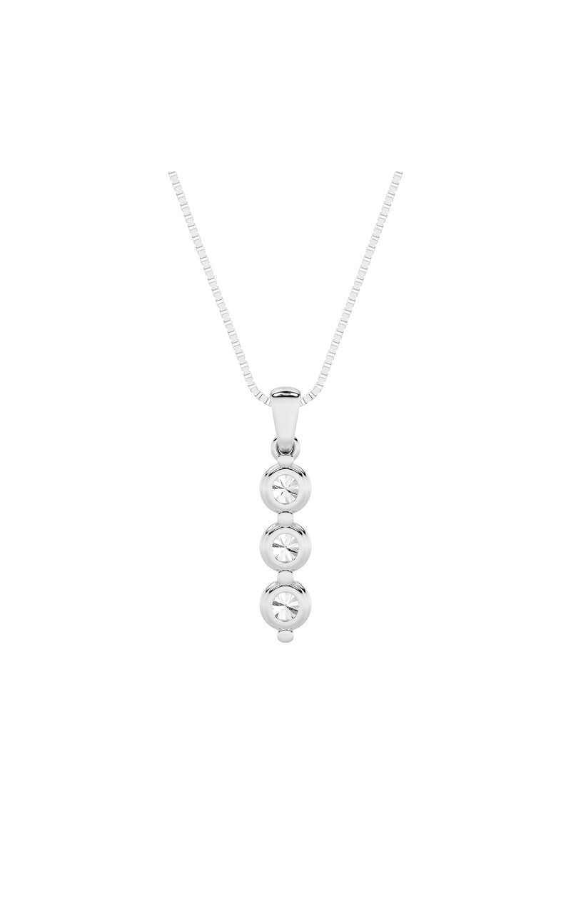 1Cttw Round Shaped Lab Grown Diamond (F/VS) Three Stone Pendant in 14K Gold