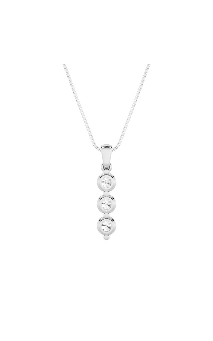1Cttw Round Shaped Lab Grown Diamond (F/VS) Three Stone Pendant in 14K Gold