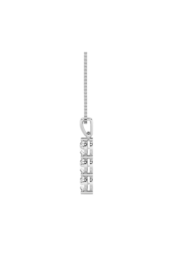 1Cttw Round Shaped Lab Grown Diamond (F/VS) Three Stone Pendant in 14K Gold