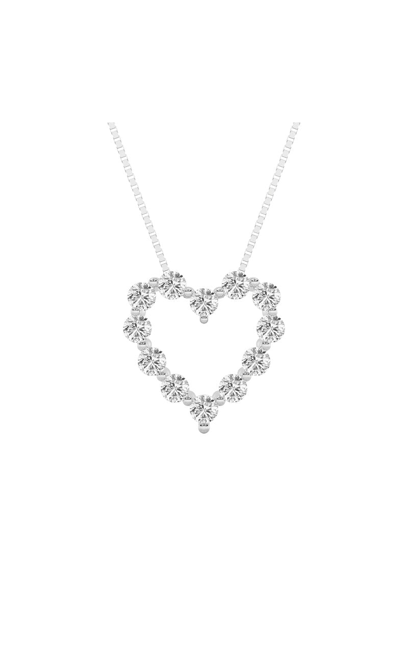 2Cttw Round Shaped Lab Grown Diamond (F/VS) Heart Shaped Pendant in 14K Gold