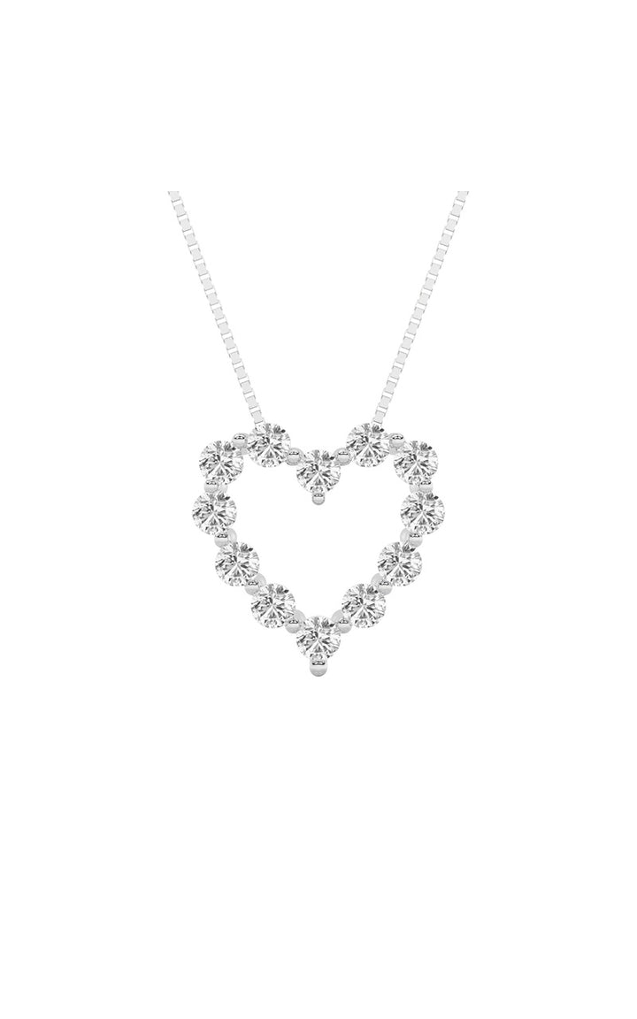 2Cttw Round Shaped Lab Grown Diamond (F/VS) Heart Shaped Pendant in 14K Gold