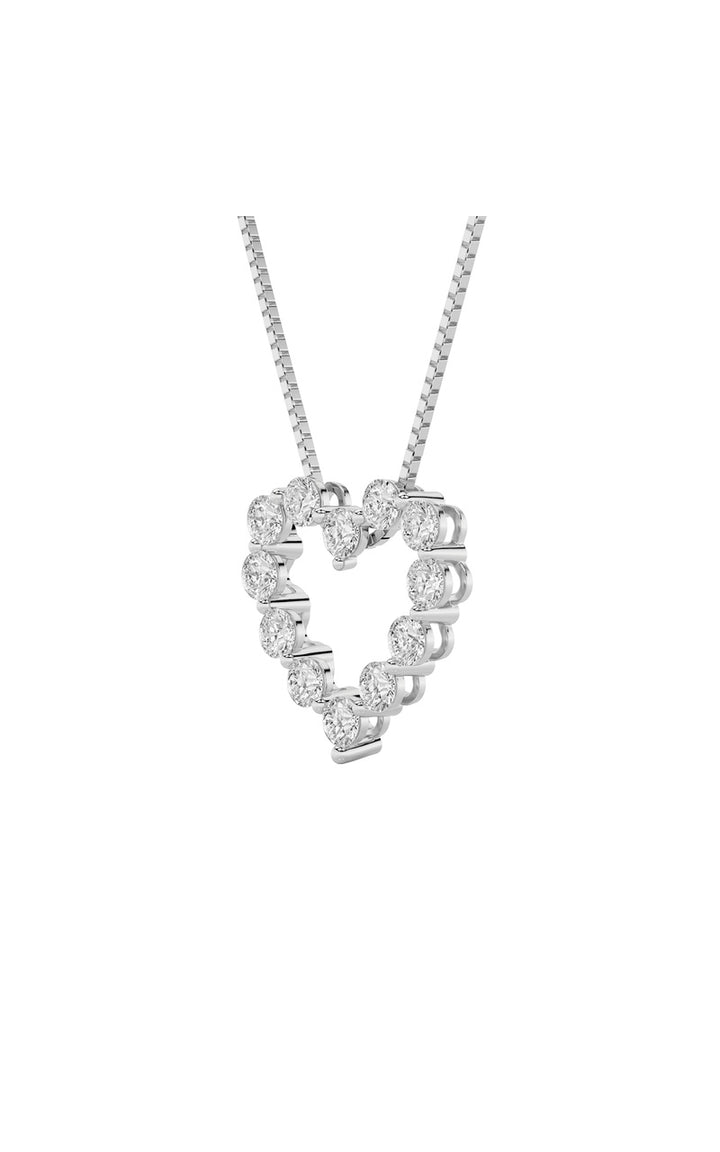 2Cttw Round Shaped Lab Grown Diamond (F/VS) Heart Shaped Pendant in 14K Gold