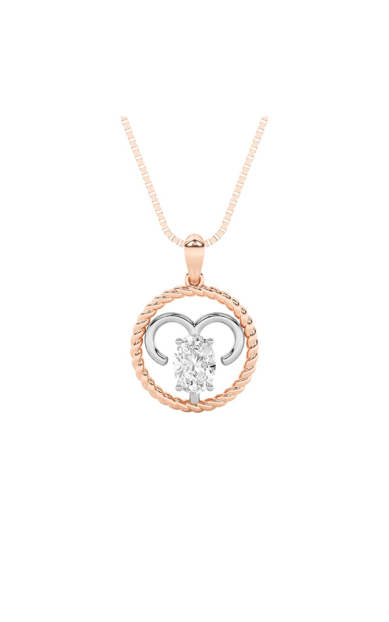 1Cttw Oval Shaped Lab Grown Diamond (F/VS) ZodiacPendant in 14K Gold