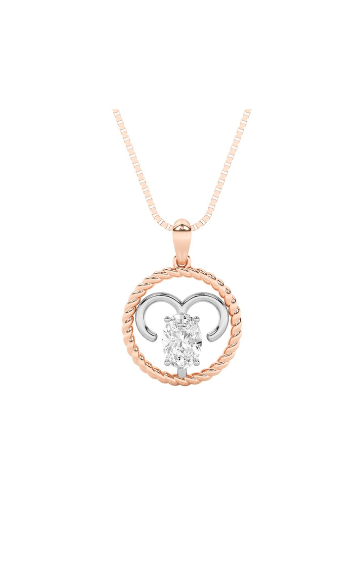 1Cttw Oval Shaped Lab Grown Diamond (F/VS) ZodiacPendant in 14K Gold