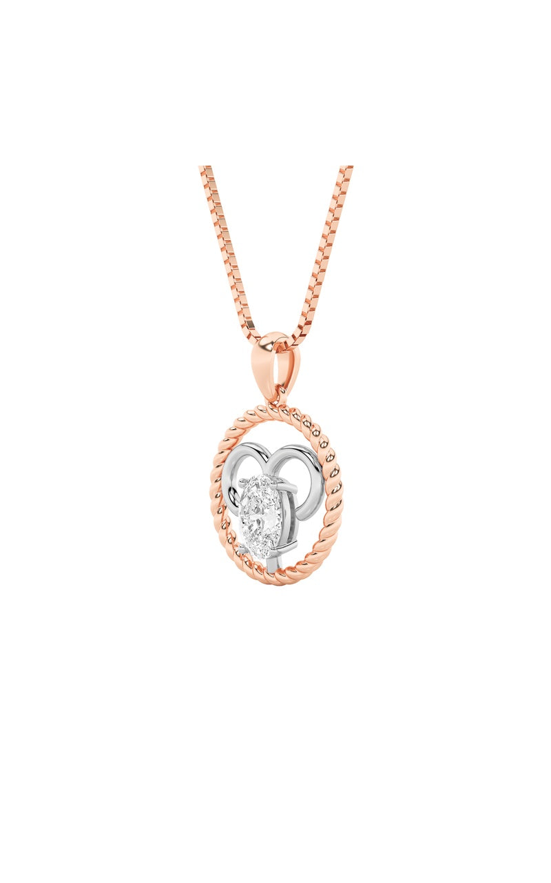 1Cttw Oval Shaped Lab Grown Diamond (F/VS) ZodiacPendant in 14K Gold