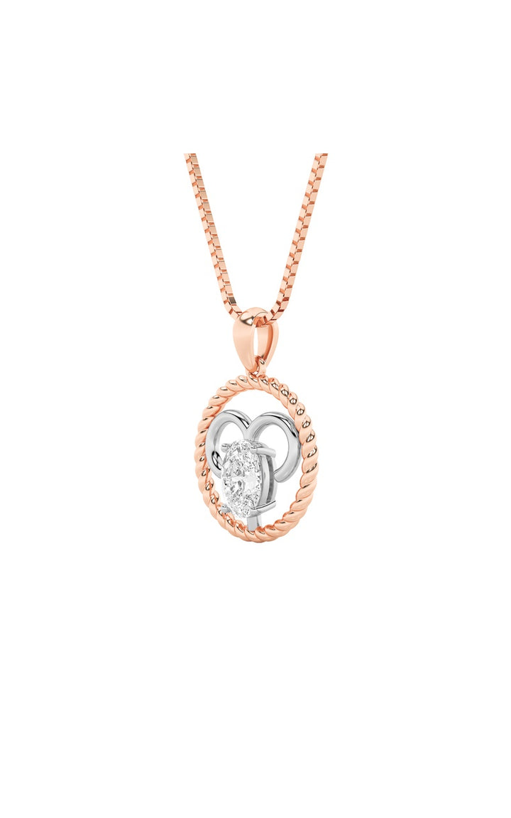 1Cttw Oval Shaped Lab Grown Diamond (F/VS) ZodiacPendant in 14K Gold
