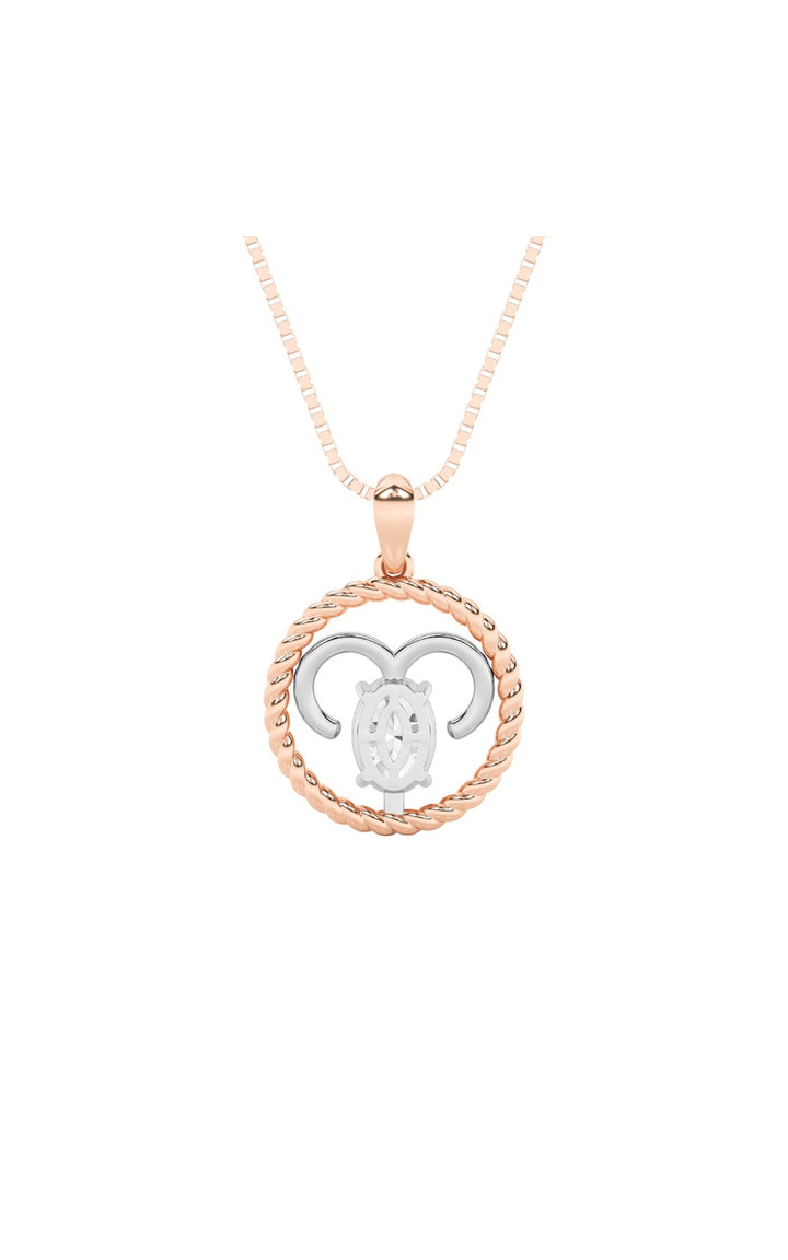 1Cttw Oval Shaped Lab Grown Diamond (F/VS) Zodiac Pendant in 14K Gold