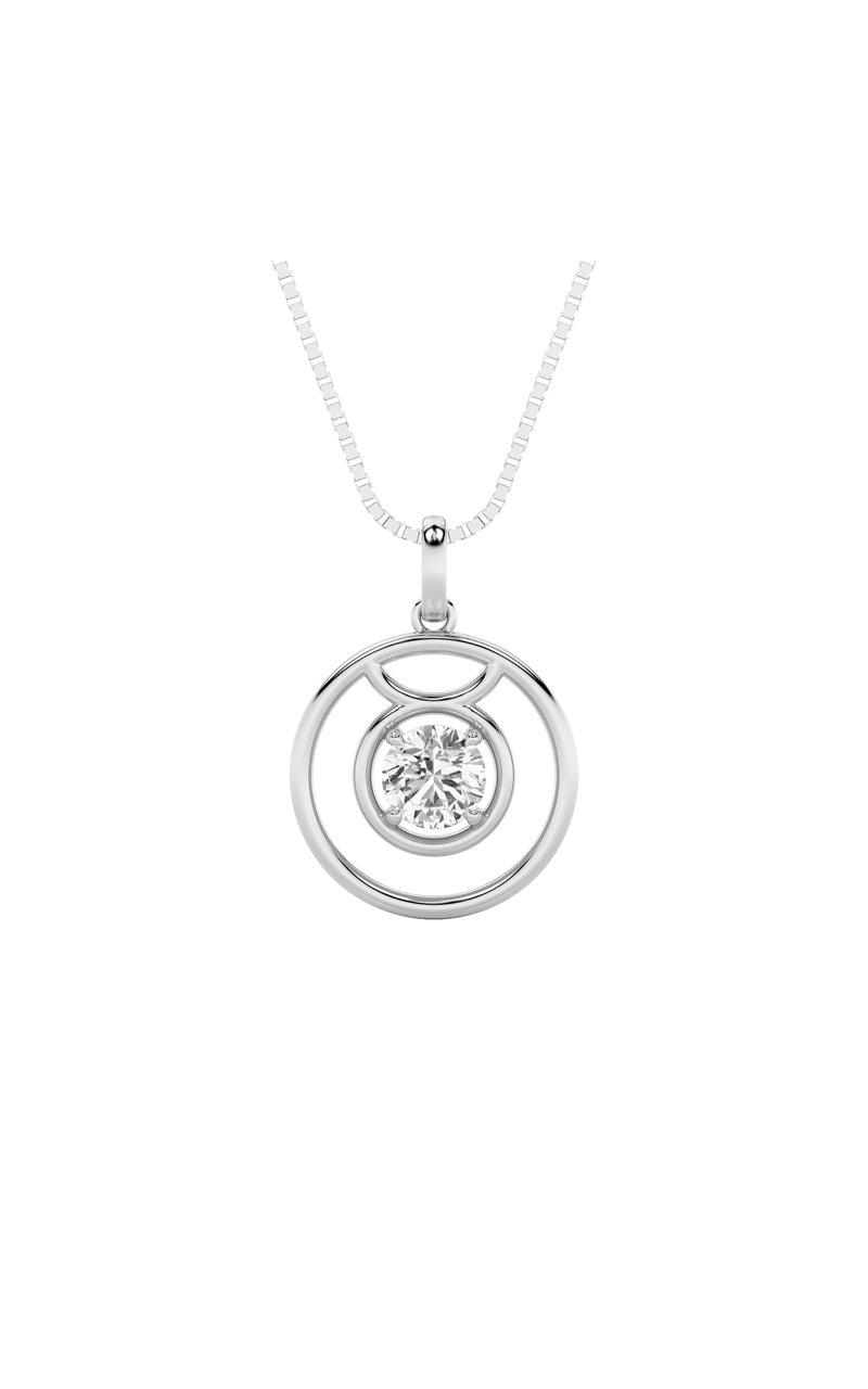 1Cttw Round Shaped Lab Grown Diamond (F/VS) Zodiac Pendant in 14K Gold