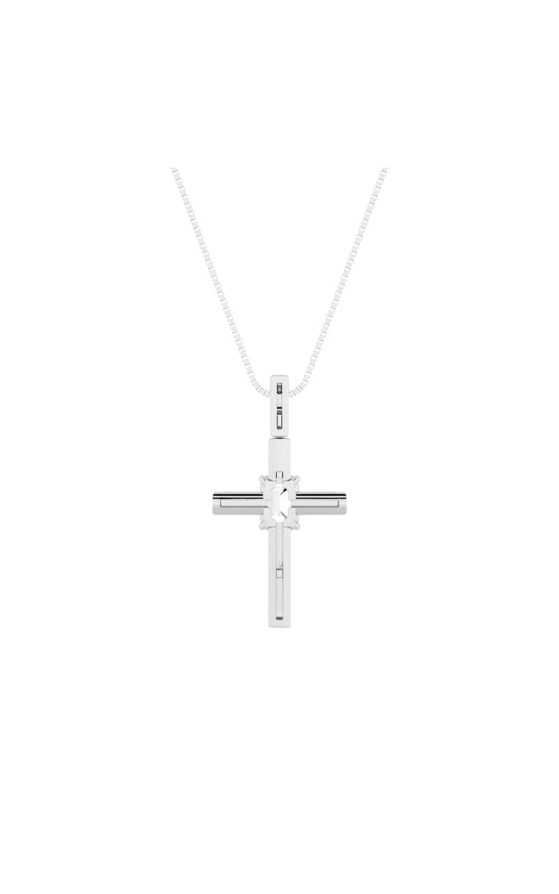 0.5Cttw Emerald Shaped Lab Grown Diamond (F/VS) Cross Pendant in 14K Gold