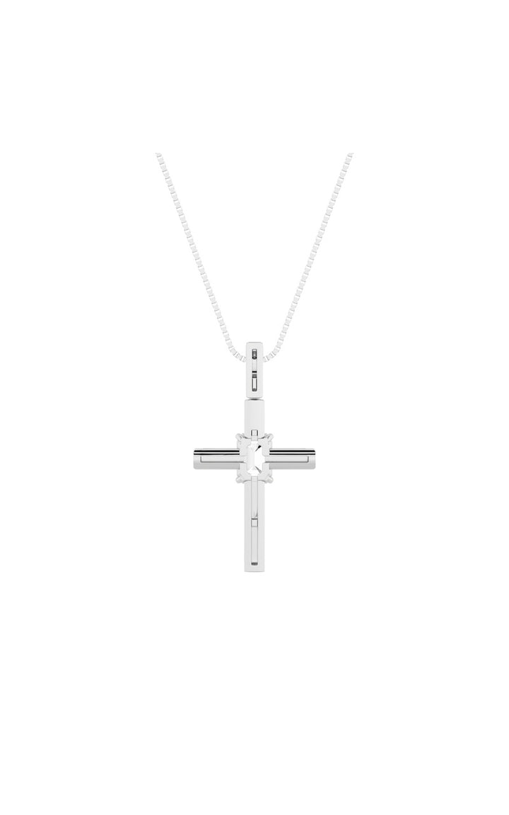 0.5Cttw Emerald Shaped Lab Grown Diamond (F/VS) Cross Pendant in 14K Gold