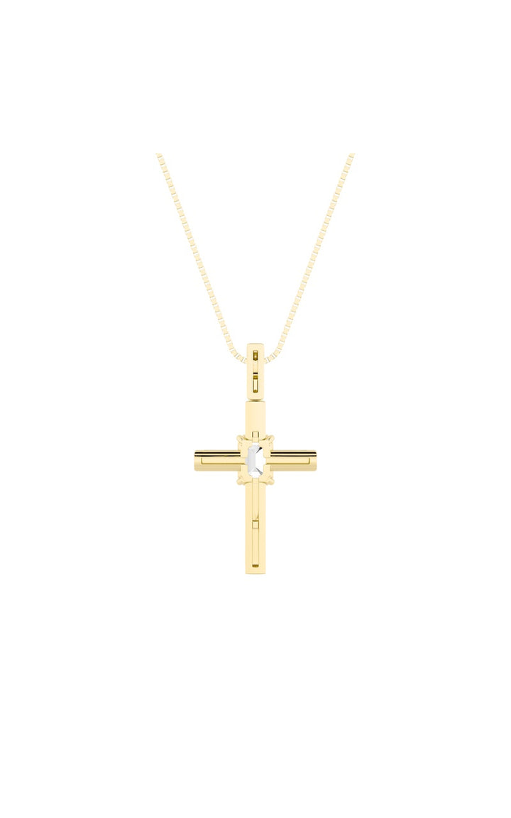 0.5Cttw Emerald Shaped Lab Grown Diamond (F/VS) Cross Pendant in 14K Gold