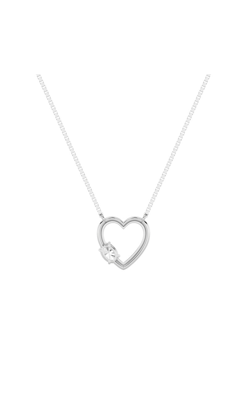 0.5Cttw Oval Shaped Lab Grown Diamond (F/VS) Heart Shaped Necklace in 14K Gold