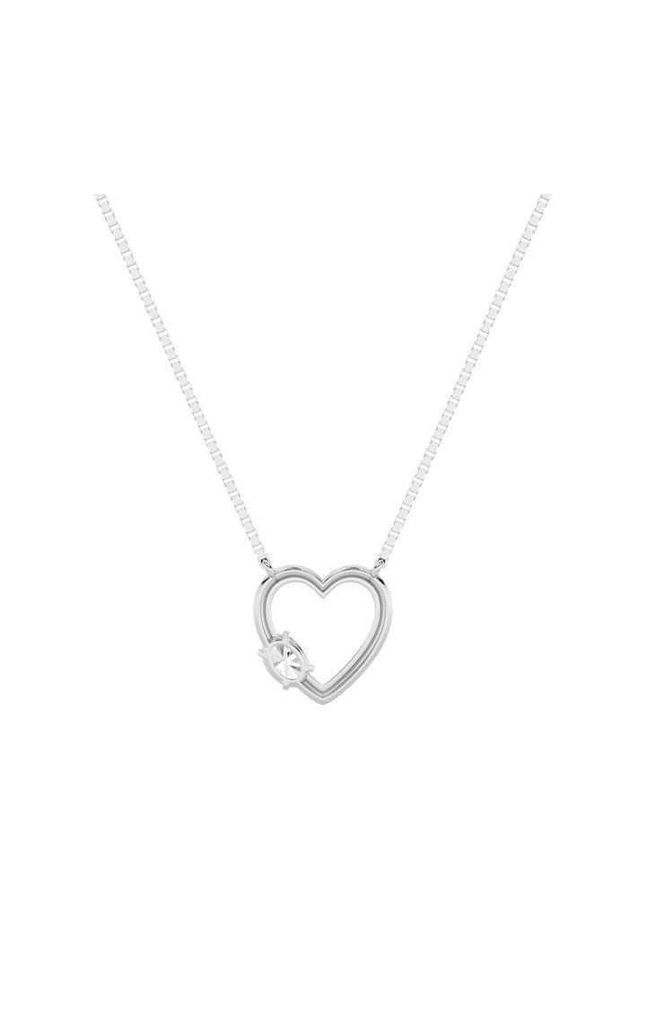 0.5Cttw Oval Shaped Lab Grown Diamond (F/VS) Heart Shaped Necklace in 14K Gold
