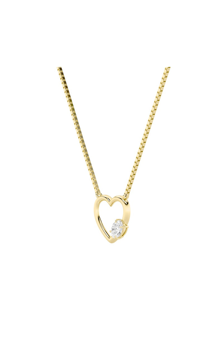 0.5Cttw Oval Shaped Lab Grown Diamond (F/VS) Heart Shaped Necklace in 14K Gold