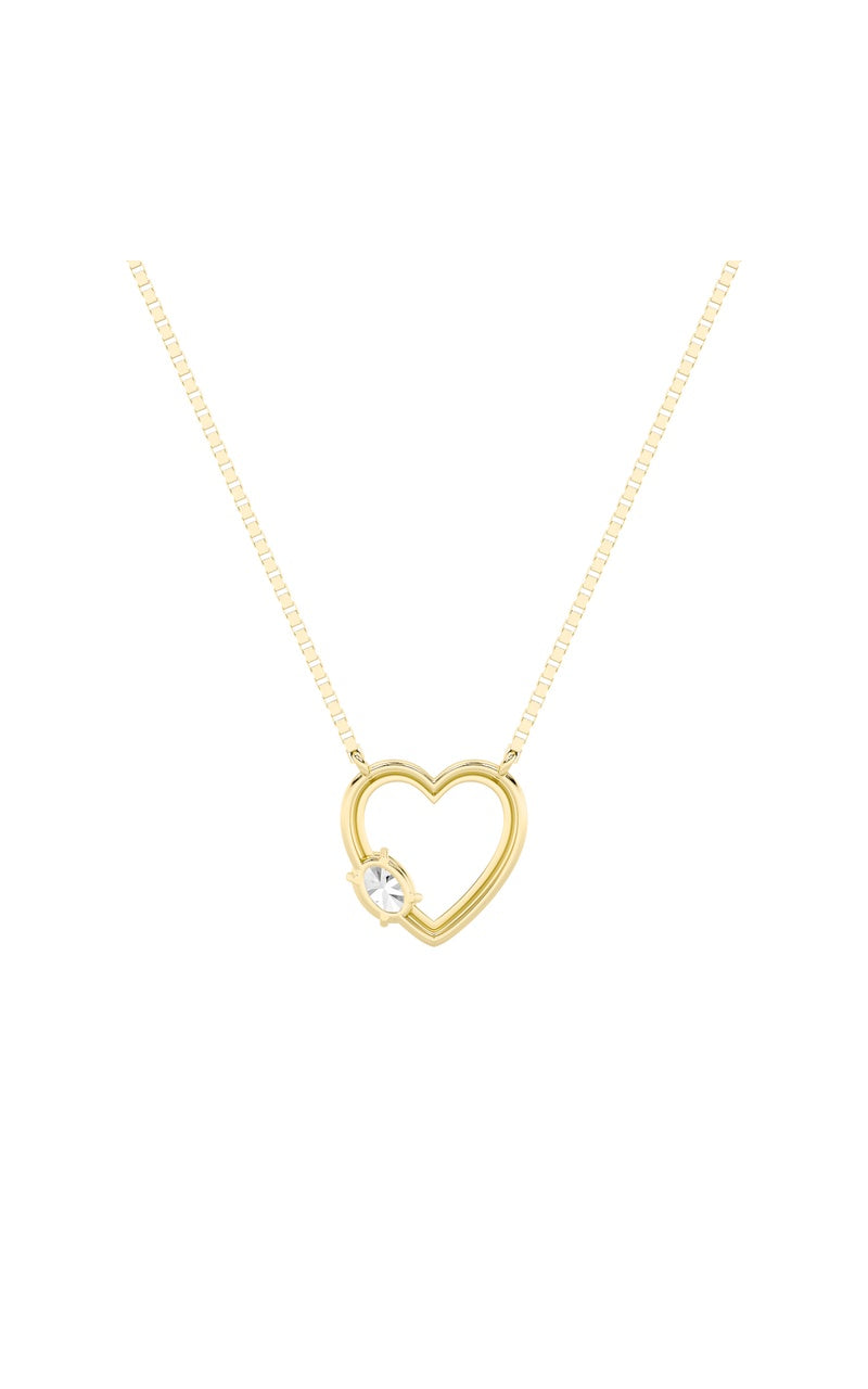 0.5Cttw Oval Shaped Lab Grown Diamond (F/VS) Heart Shaped Necklace in 14K Gold