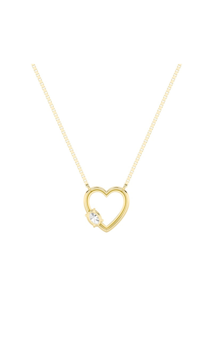 0.5Cttw Oval Shaped Lab Grown Diamond (F/VS) Heart Shaped Necklace in 14K Gold