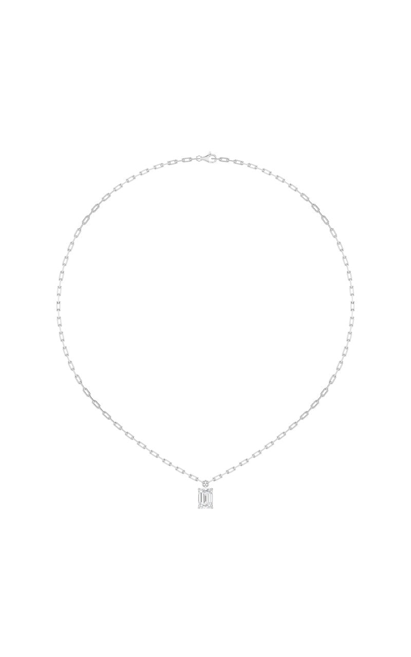 2Cttw Emerald Shaped Lab Grown Diamond (F/VS) Strata Chic Collection Necklace in 14K Gold
