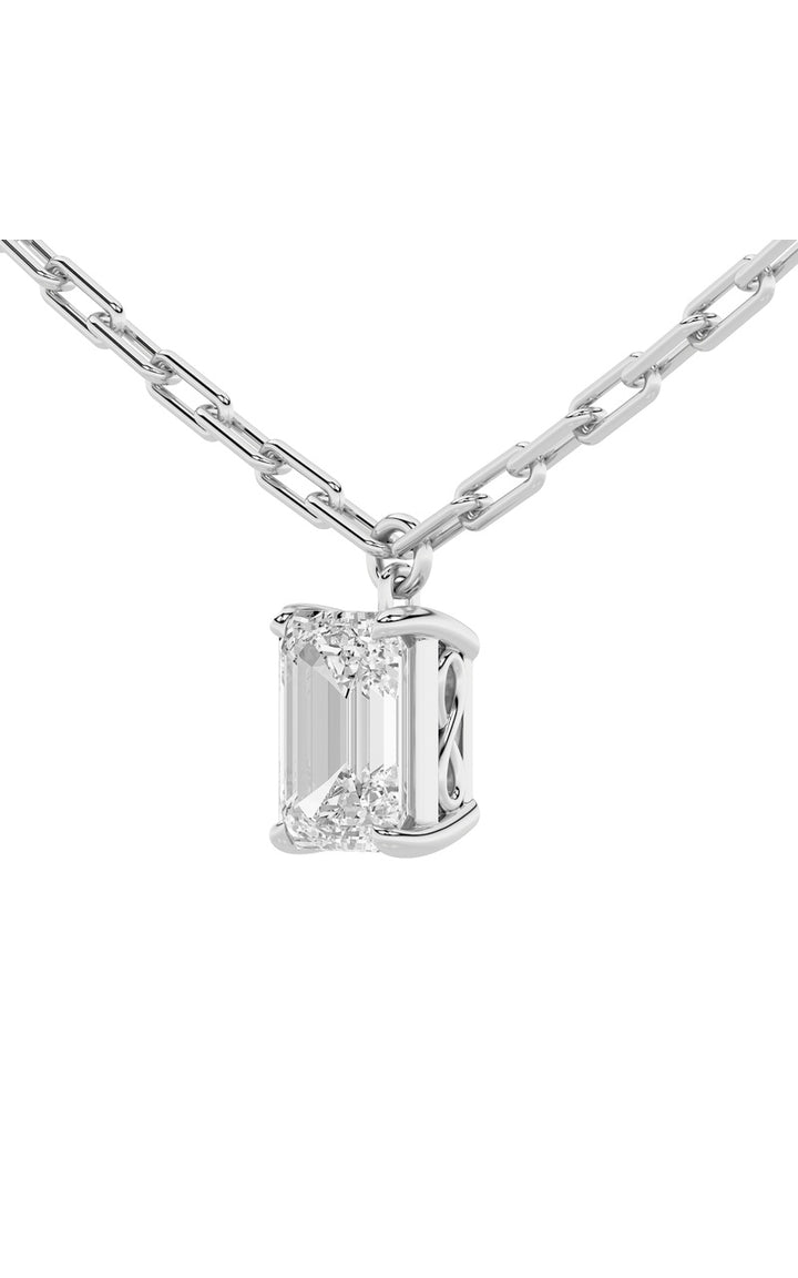 2Cttw Emerald Shaped Lab Grown Diamond (F/VS) Strata Chic Collection Necklace in 14K Gold