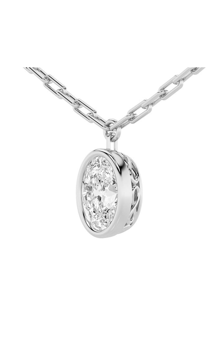 2Cttw Oval Shaped Lab Grown Diamond (F/VS) Strata Chic Collection Necklace in 14K Gold