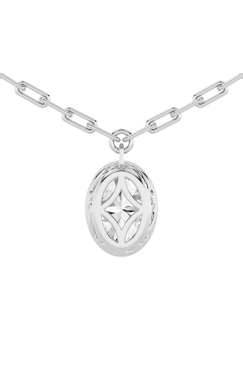 2Cttw Oval Shaped Lab Grown Diamond (F/VS) Strata Chic Collection Necklace in 14K Gold
