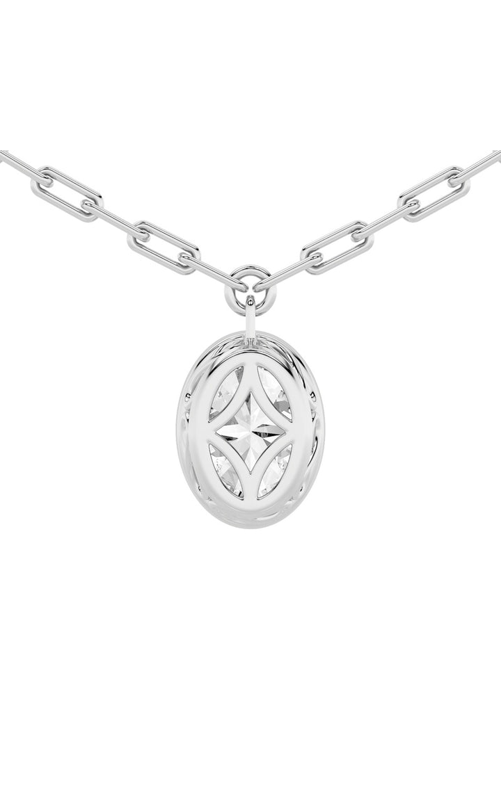 2Cttw Oval Shaped Lab Grown Diamond (F/VS) Strata Chic Collection Necklace in 14K Gold