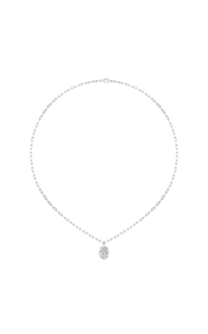 2Cttw Oval Shaped Lab Grown Diamond (F/VS) Strata Chic Collection Necklace in 14K Gold