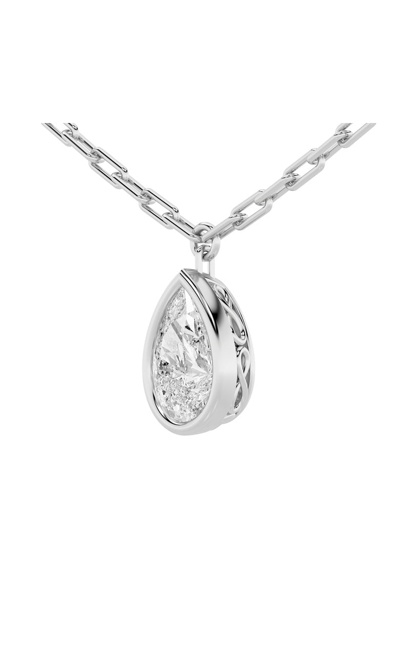 2Cttw Pear Shaped Lab Grown Diamond (F/VS) StrataChic Collection Necklace in 14K Gold