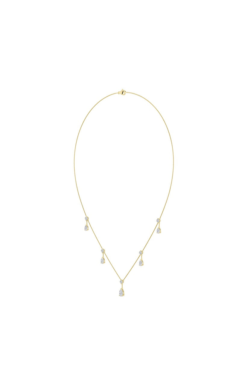 3Cttw Pear Shaped Lab Grown Diamond (F/VS) Solitaire Necklace in 14K Gold
