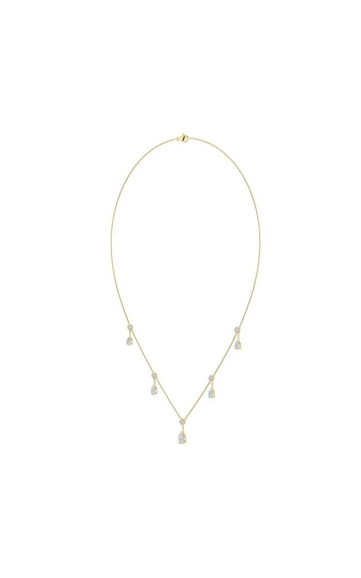 3Cttw Pear Shaped Lab Grown Diamond (F/VS) Solitaire Necklace in 14K Gold