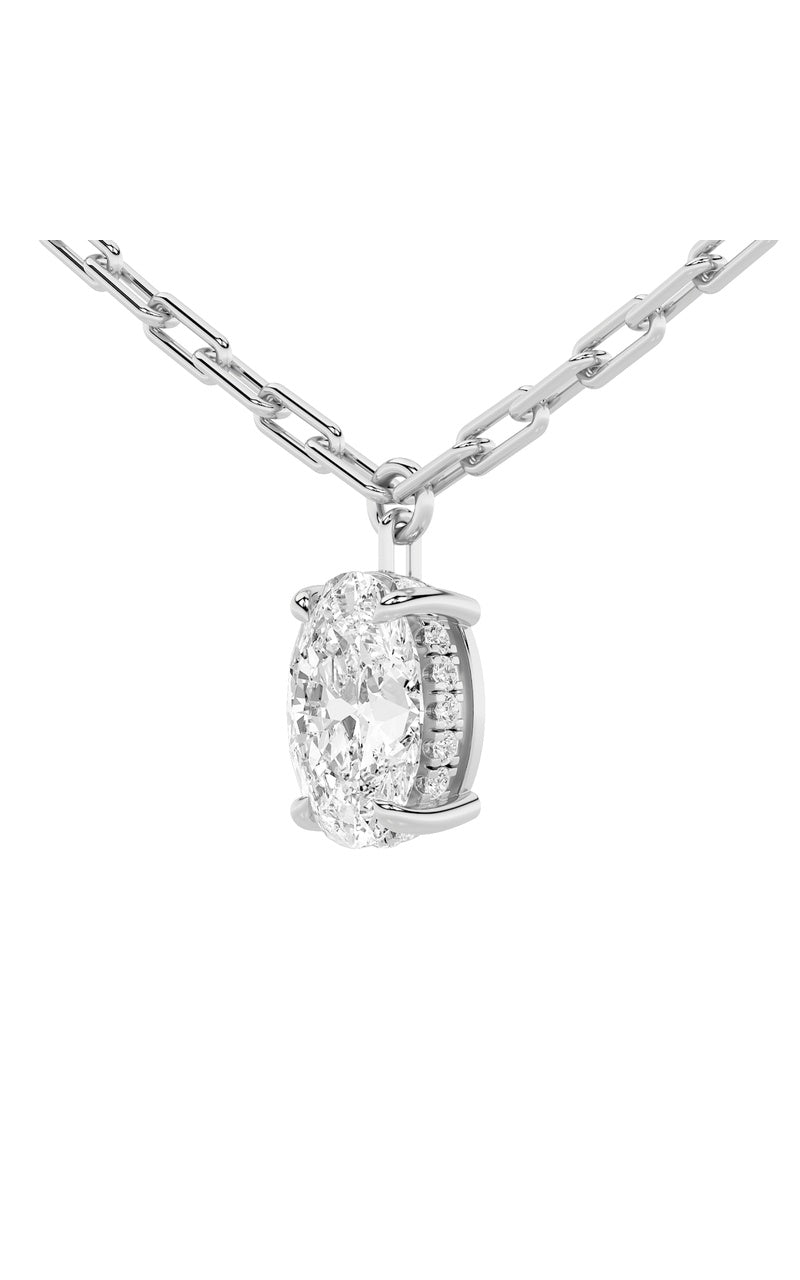 2Cttw Oval Shaped Lab Grown Diamond (F/VS) Strata Chic Collection Necklace in 14K Gold