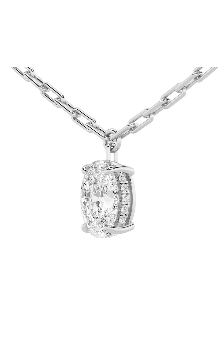 2Cttw Oval Shaped Lab Grown Diamond (F/VS) Strata Chic Collection Necklace in 14K Gold