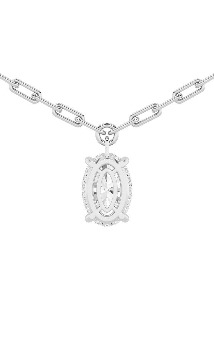 2Cttw Oval Shaped Lab Grown Diamond (F/VS) Strata Chic Collection Necklace in 14K Gold