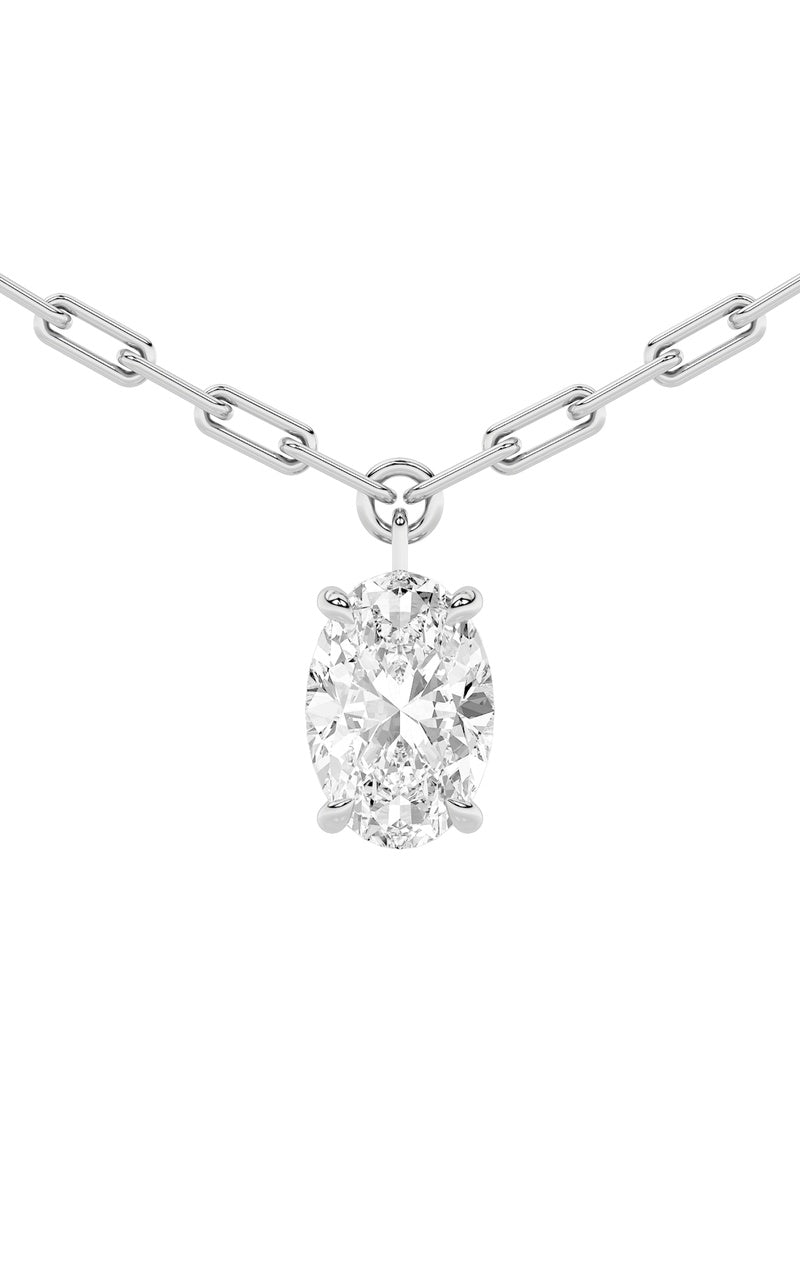 2Cttw Oval Shaped Lab Grown Diamond (F/VS) Strata Chic Collection Necklace in 14K Gold