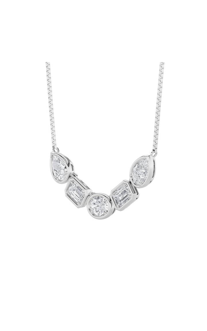 2.5Cttw Oval Shaped Lab Grown Diamond (F/VS) Five Stone Necklace in 14K Gold
