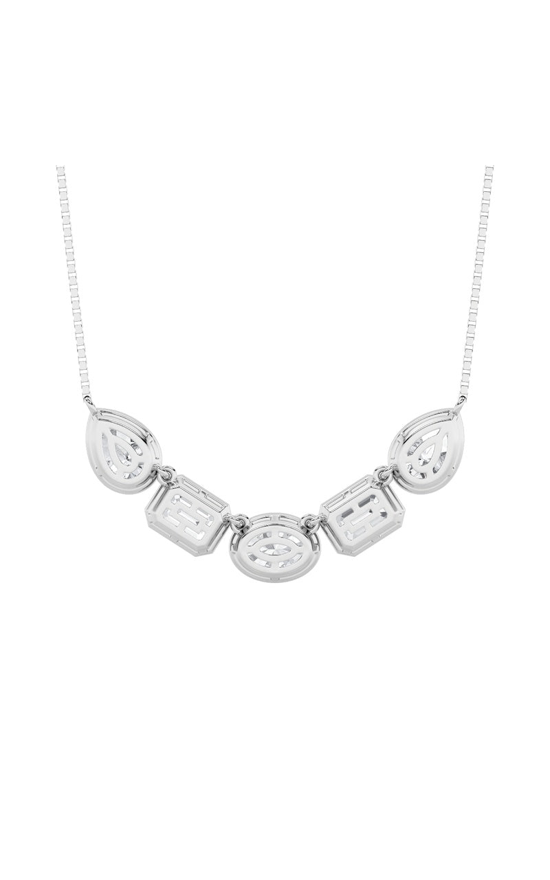 2.5Cttw Oval Shaped Lab Grown Diamond (F/VS) Five Stone Necklace in 14K Gold