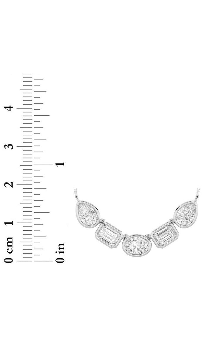 2.5Cttw Oval Shaped Lab Grown Diamond (F/VS) Five Stone Necklace in 14K Gold