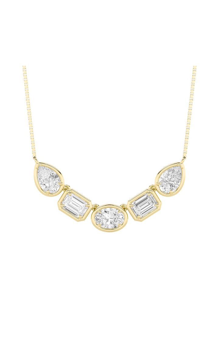 2.5Cttw Oval Shaped Lab Grown Diamond (F/VS) Five Stone Necklace in 14K Gold