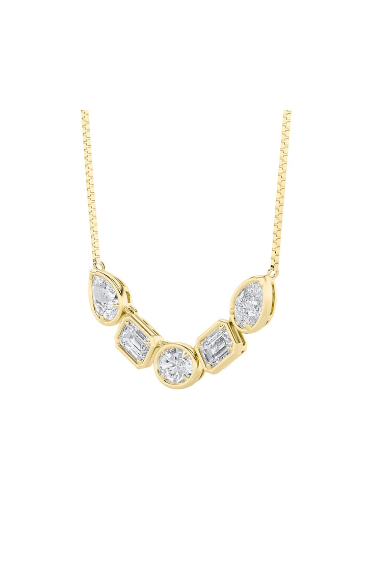 2.5Cttw Oval Shaped Lab Grown Diamond (F/VS) Five Stone Necklace in 14K Gold