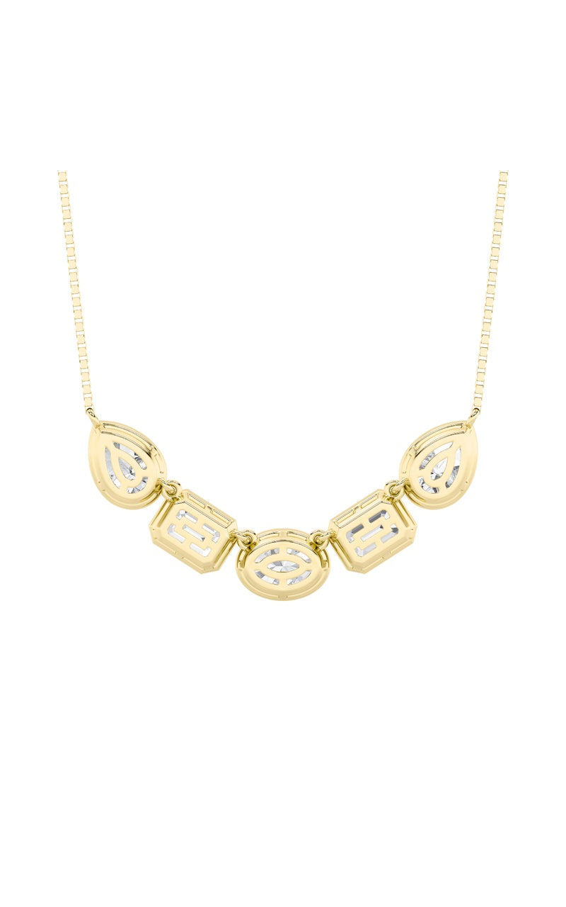 2.5Cttw Oval Shaped Lab Grown Diamond (F/VS) Five Stone Necklace in 14K Gold