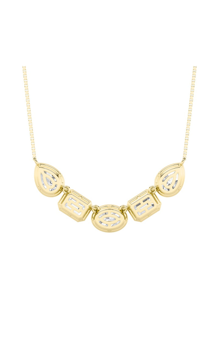 2.5Cttw Oval Shaped Lab Grown Diamond (F/VS) Five Stone Necklace in 14K Gold