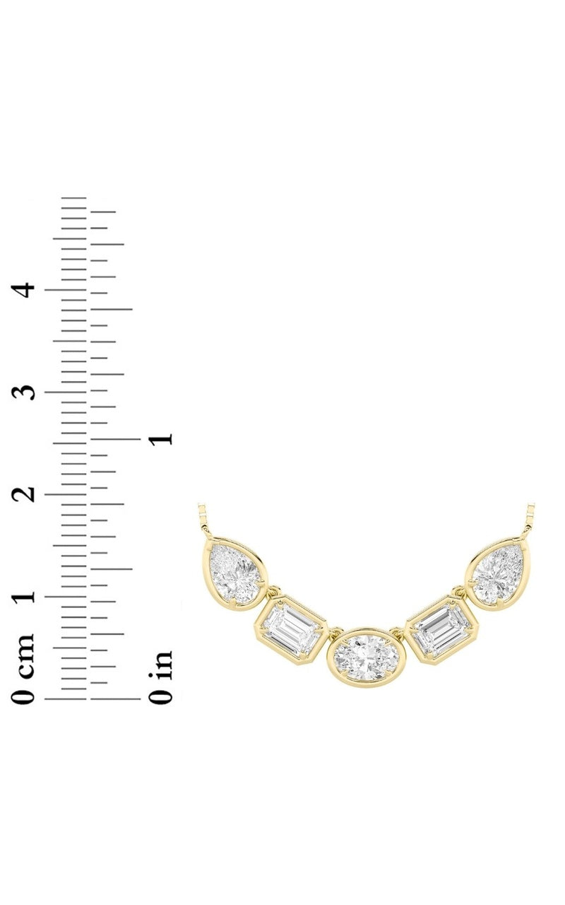 2.5Cttw Oval Shaped Lab Grown Diamond (F/VS) Five Stone Necklace in 14K Gold