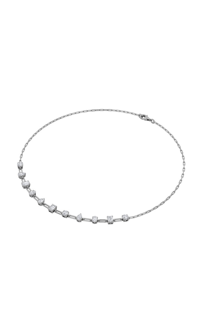 4Cttw Emerald, Pear, Oval and Round Shaped Lab Grown Diamond (F/VS) Station Necklace in 14K Gold
