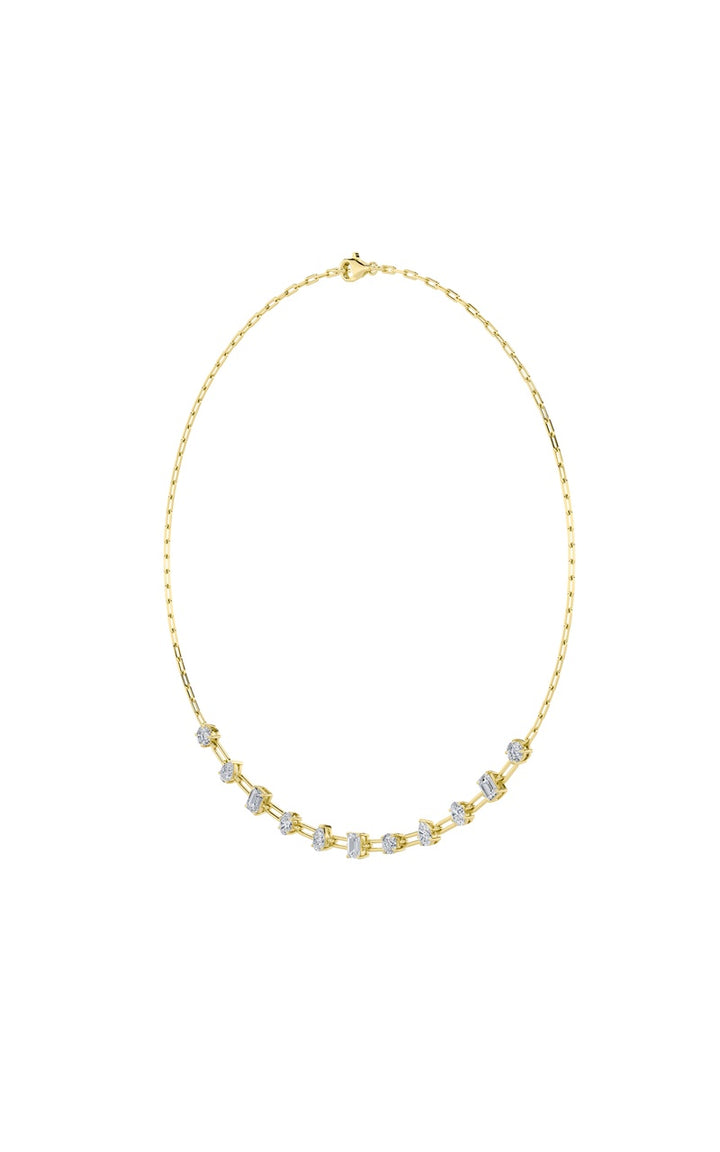 4Cttw Emerald, Pear, Oval and Round Shaped Lab Grown Diamond (F/VS) Station Necklace in 14K Gold