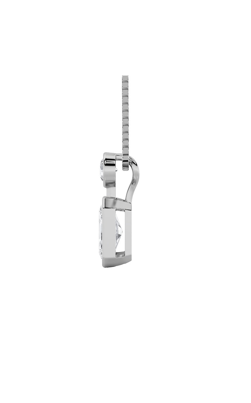 1Cttw Emerald Shaped Lab Grown Diamond (F/VS) Toi et Moi Fashiion Pendant in 14K Gold