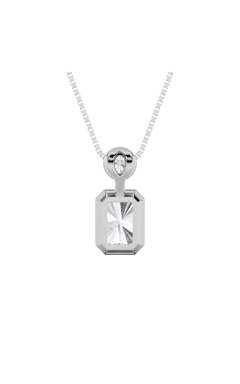 1Cttw Emerald Shaped Lab Grown Diamond (F/VS) Toiet Moi Fashiion Pendant in 14K Gold