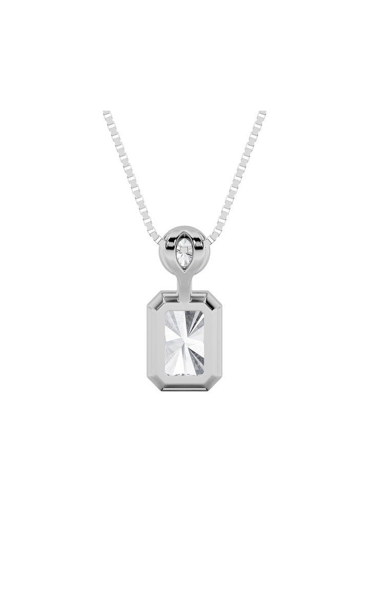 1Cttw Emerald Shaped Lab Grown Diamond (F/VS) Toiet Moi Fashiion Pendant in 14K Gold
